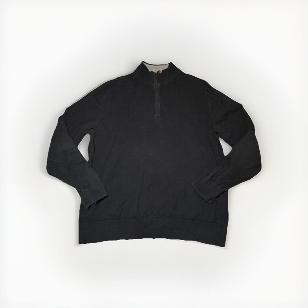 Cutter & Buck Mens XL Black 1/4 Zip Sweater Pullover Mock Neck Cotton Blend